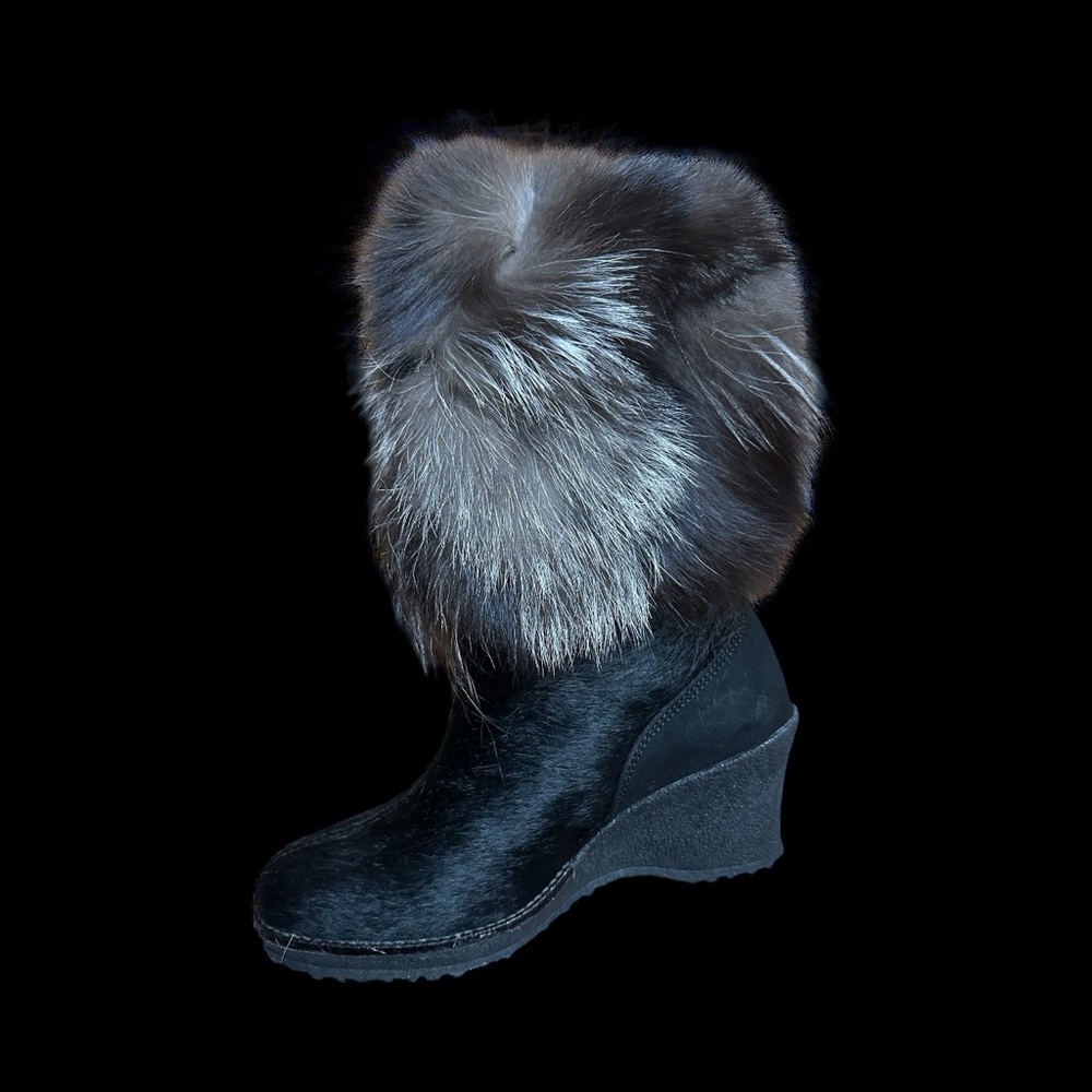 Tecnica Black Fur-Trimmed Ankle Boots